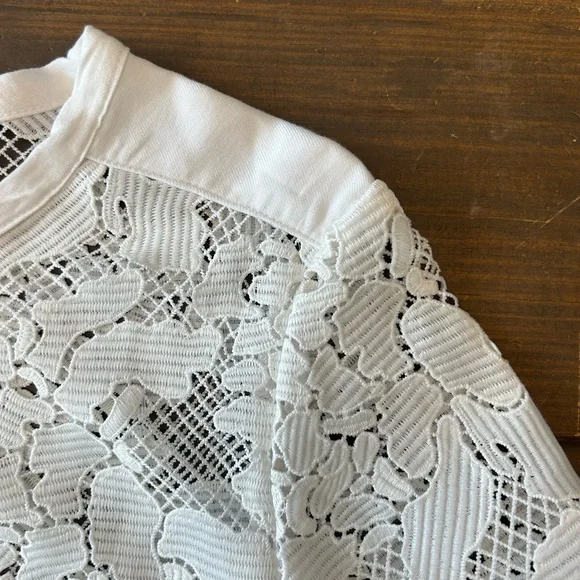 Three Dots Cotton Blend Crochet Lace Zip Lightweight Long Sleeve‎ Jacket Sz M - Picture 4 of 13